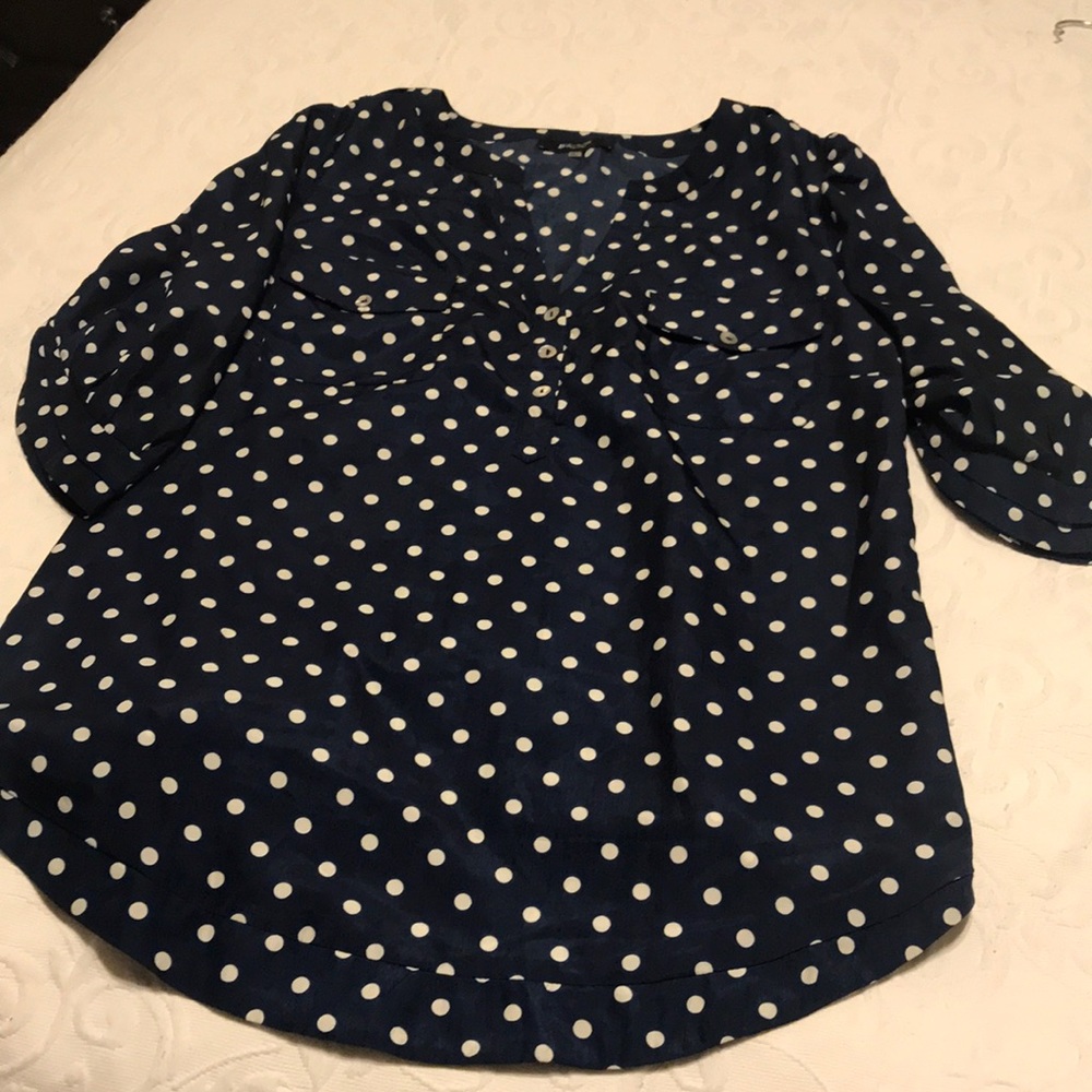 Navy polka dot blouse